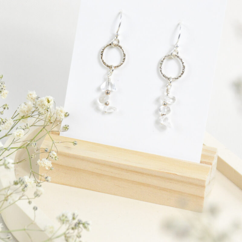 Bergkristal oorbellen hangertjes