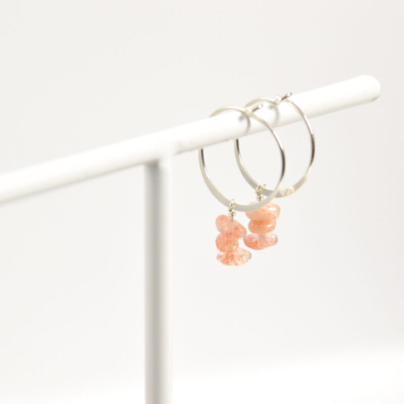 Zonnesteen oorbellen ringetjes