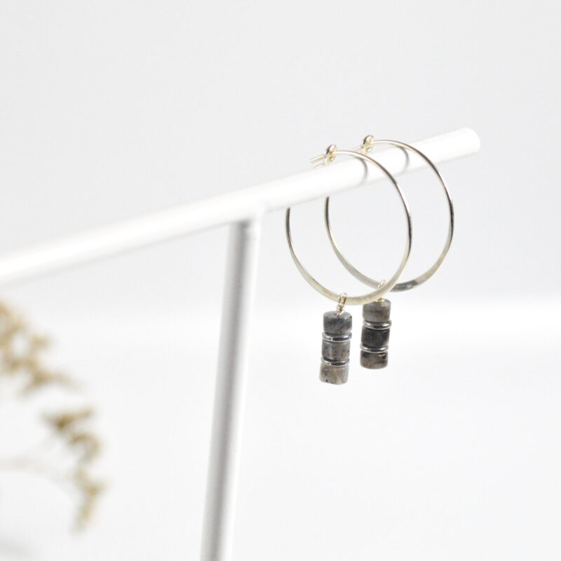 Larvikiet oorbellen ringetjes