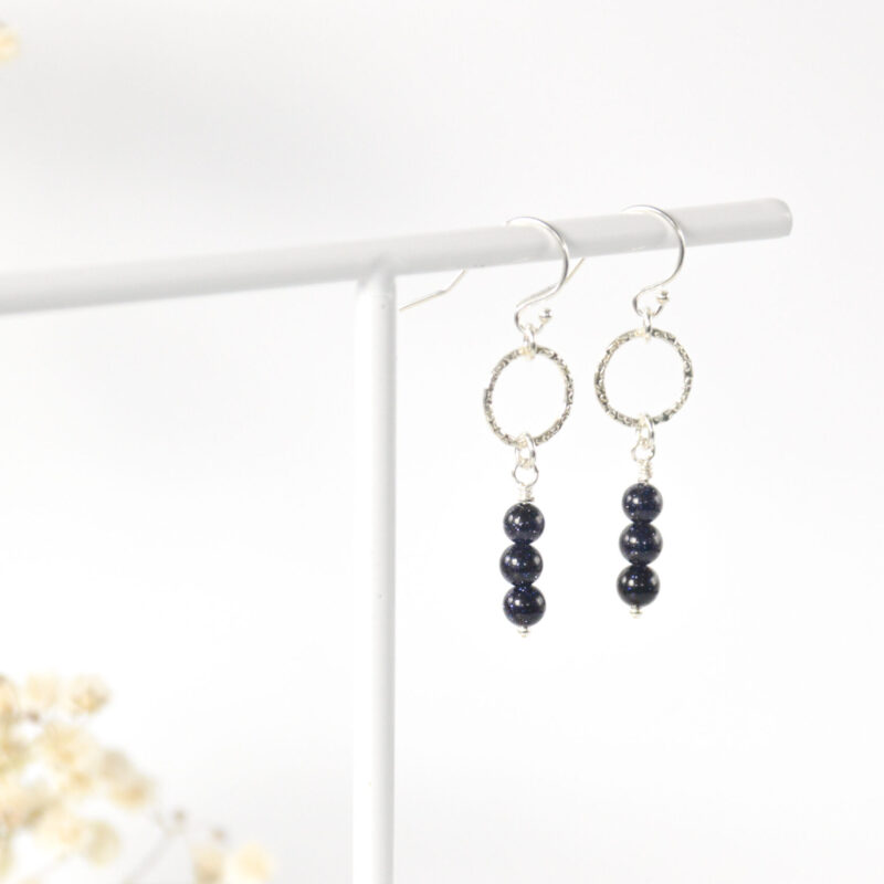 Blauwe Goudsteen oorbellen hangertjes