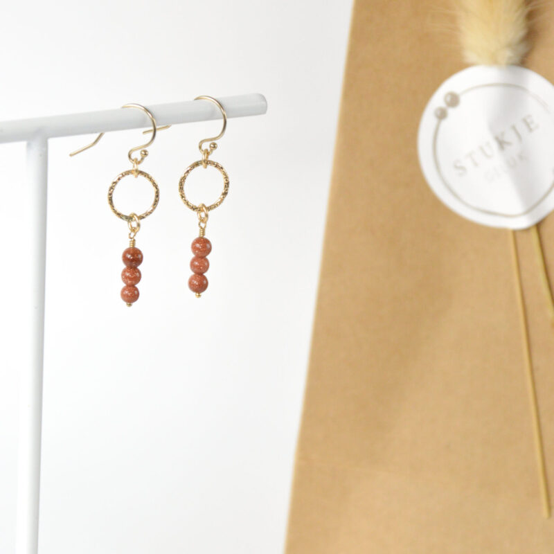 Goudsteen oorbellen hangertjes