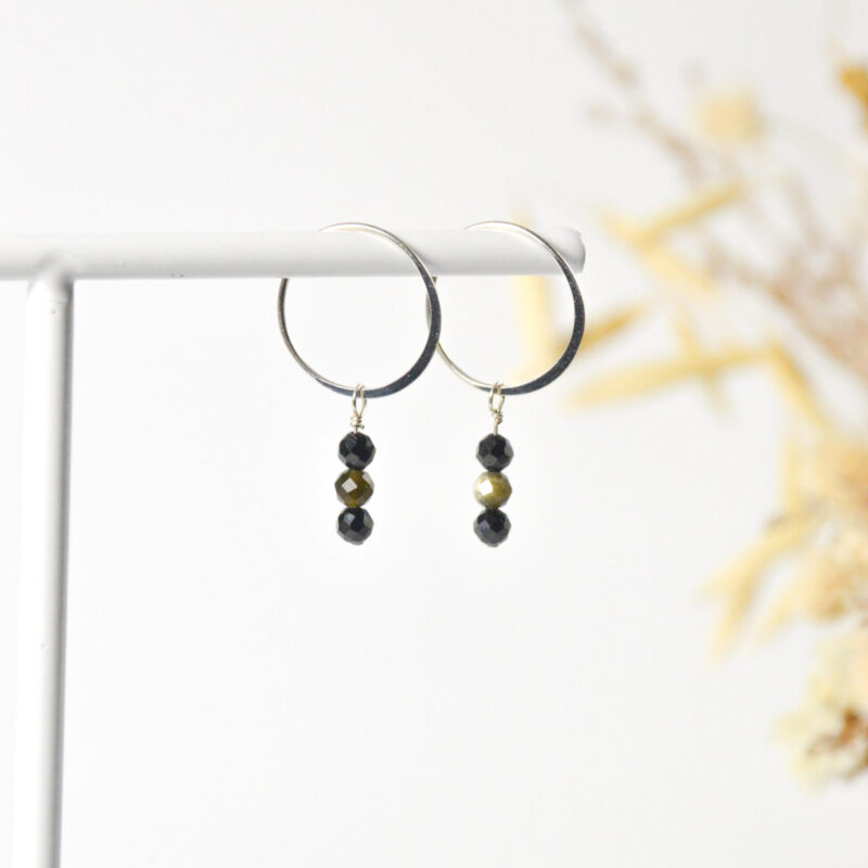 Spinel Obsidiaan oorbellen ringetjes