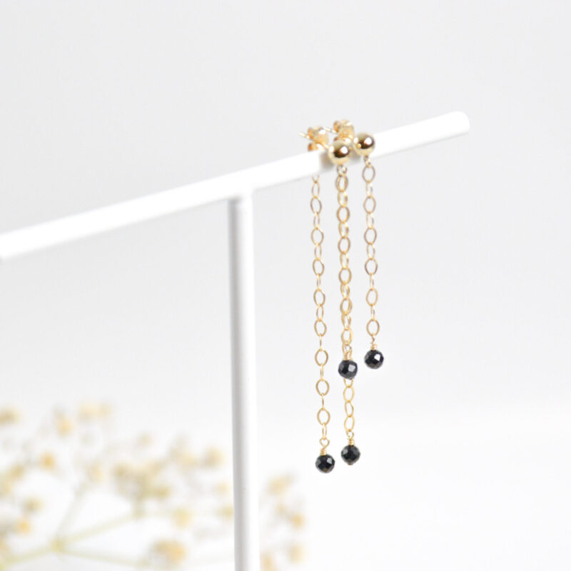 Zwarte Spinel oorbellen knopjes