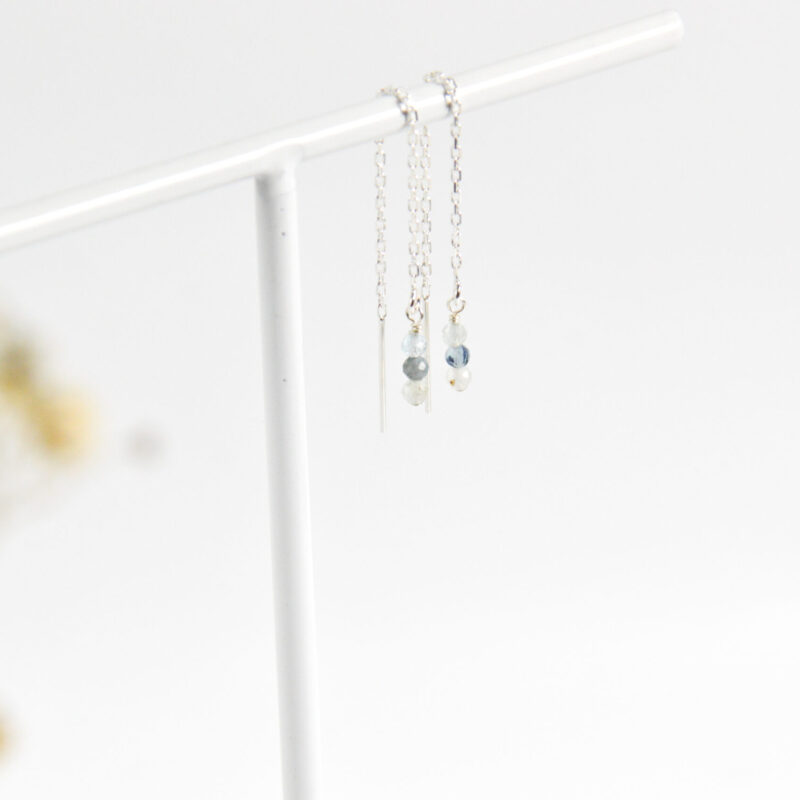 Aquamarijn oorbellen doortrek