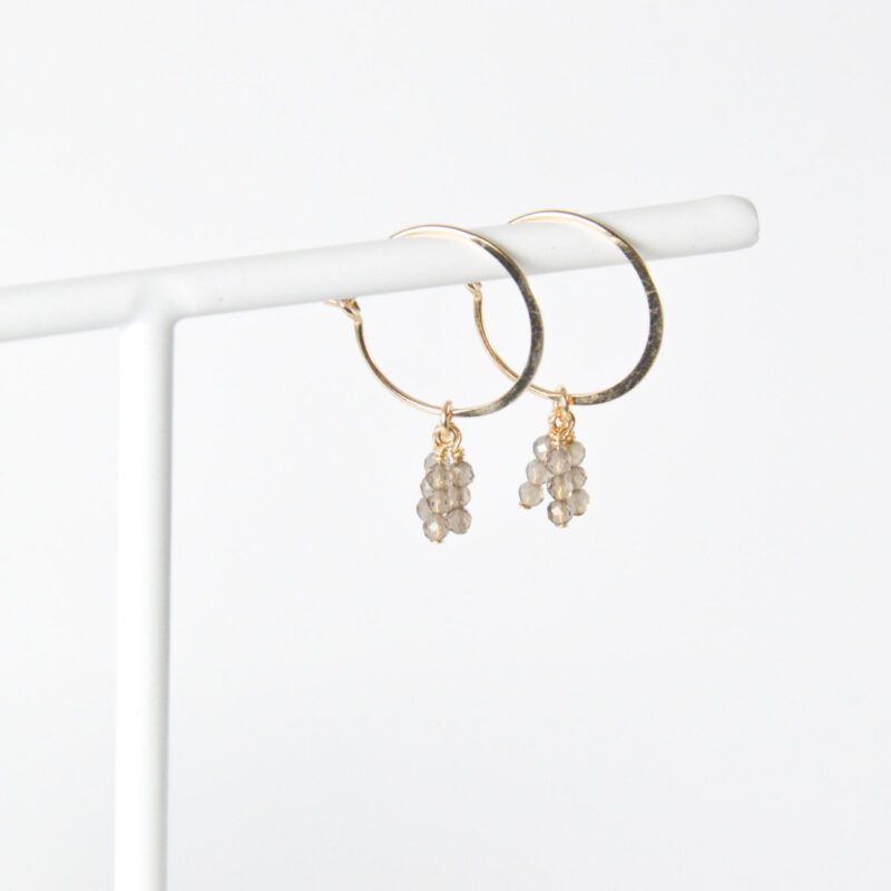 Rookkwarts facet oorbellen ringetjes