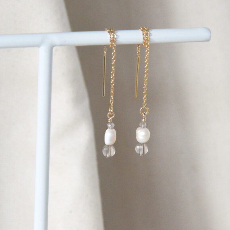 Parel Rookkwarts oorbellen doortrek