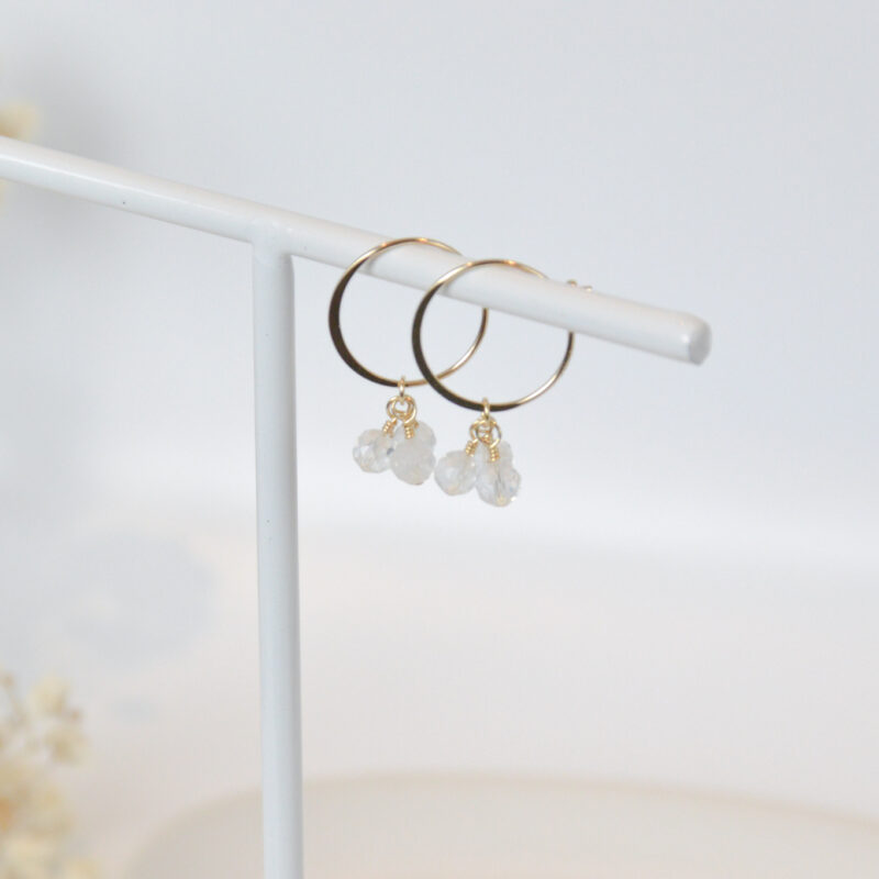 Bergkristal oorbellen ringetjes