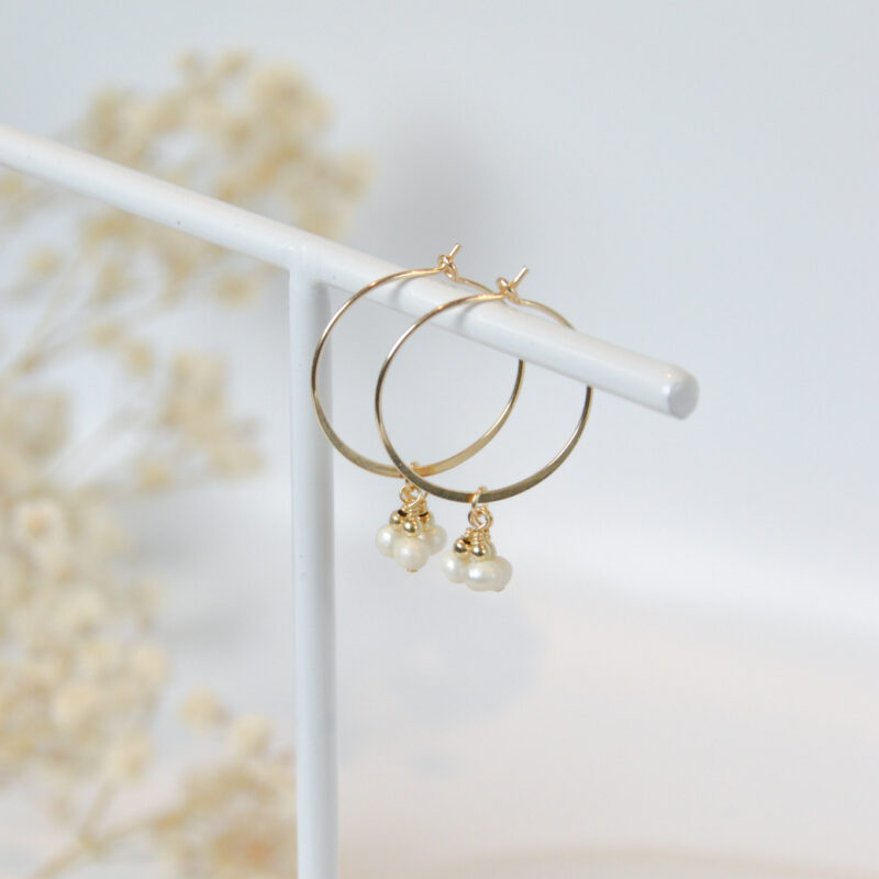 Zoetwaterparel oorbellen ringetjes