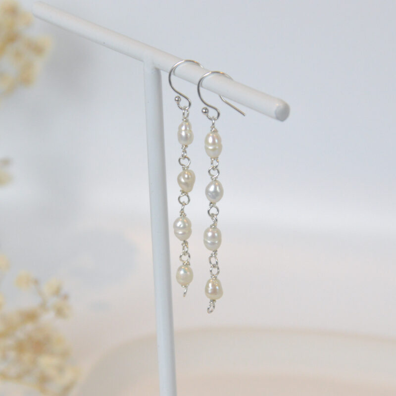 Zoetwaterparel oorbellen hangertjes