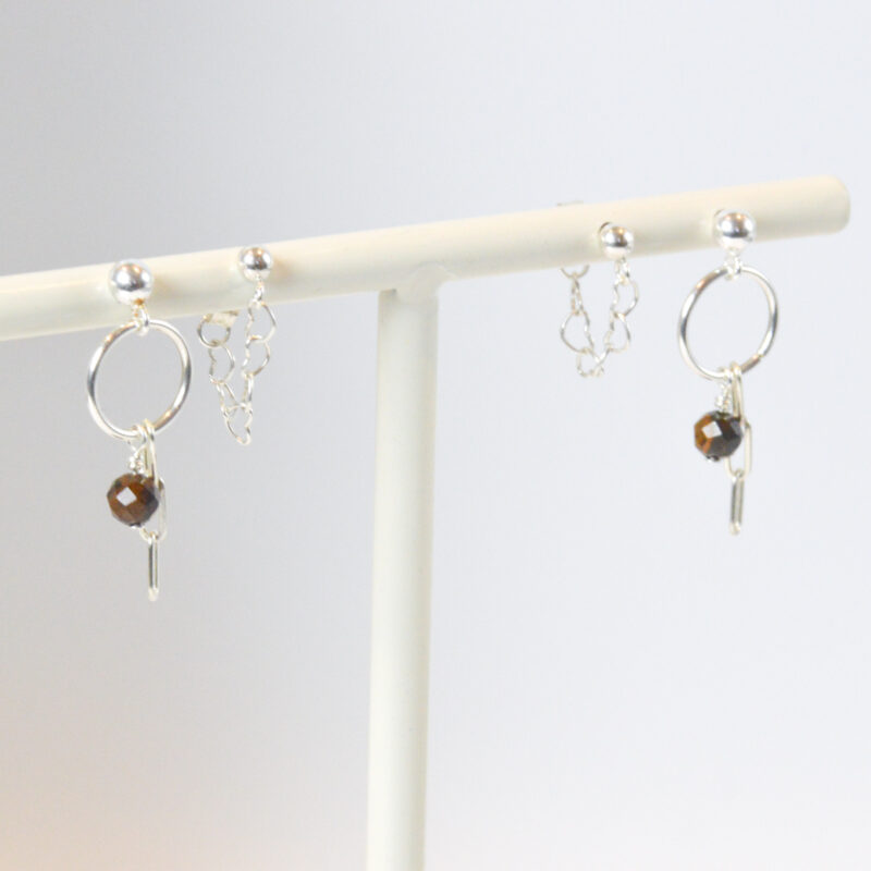 Tijgeroog oorbellen knopjes