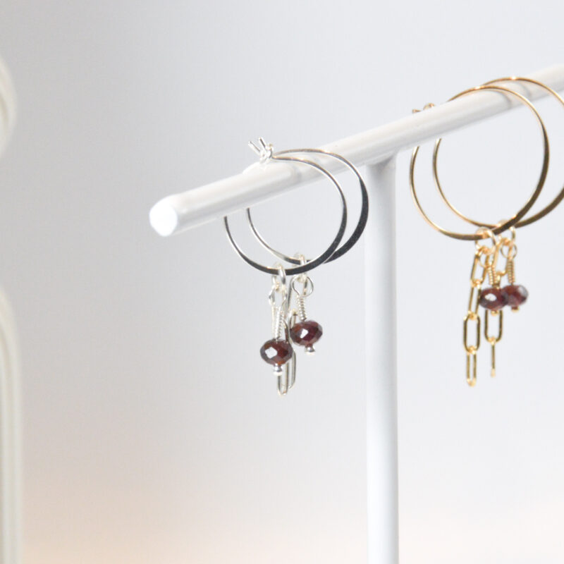 Granaat oorbellen ringetjes